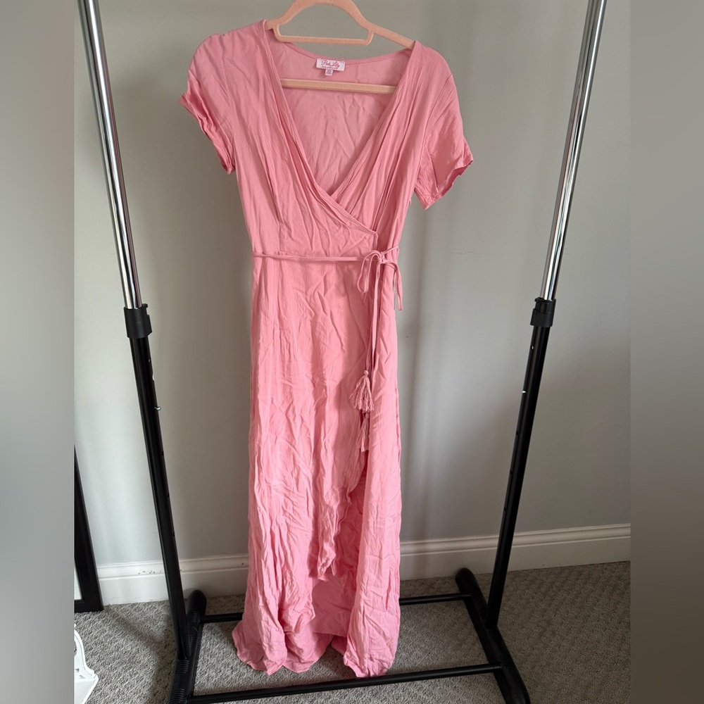 Pink Lily Pink Wrap Maxi Dress